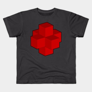 3d Cubic Cross Crimson Mode Kids T-Shirt